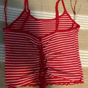 Red with white stripes crop top